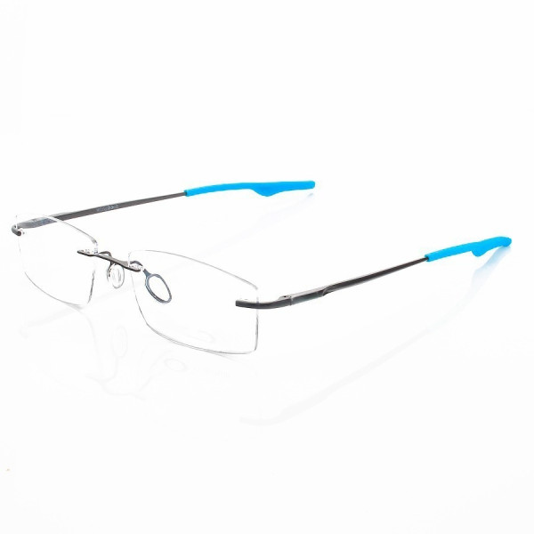 Armação de Óculos Retangular Flutuante Wingback Preto e Azul